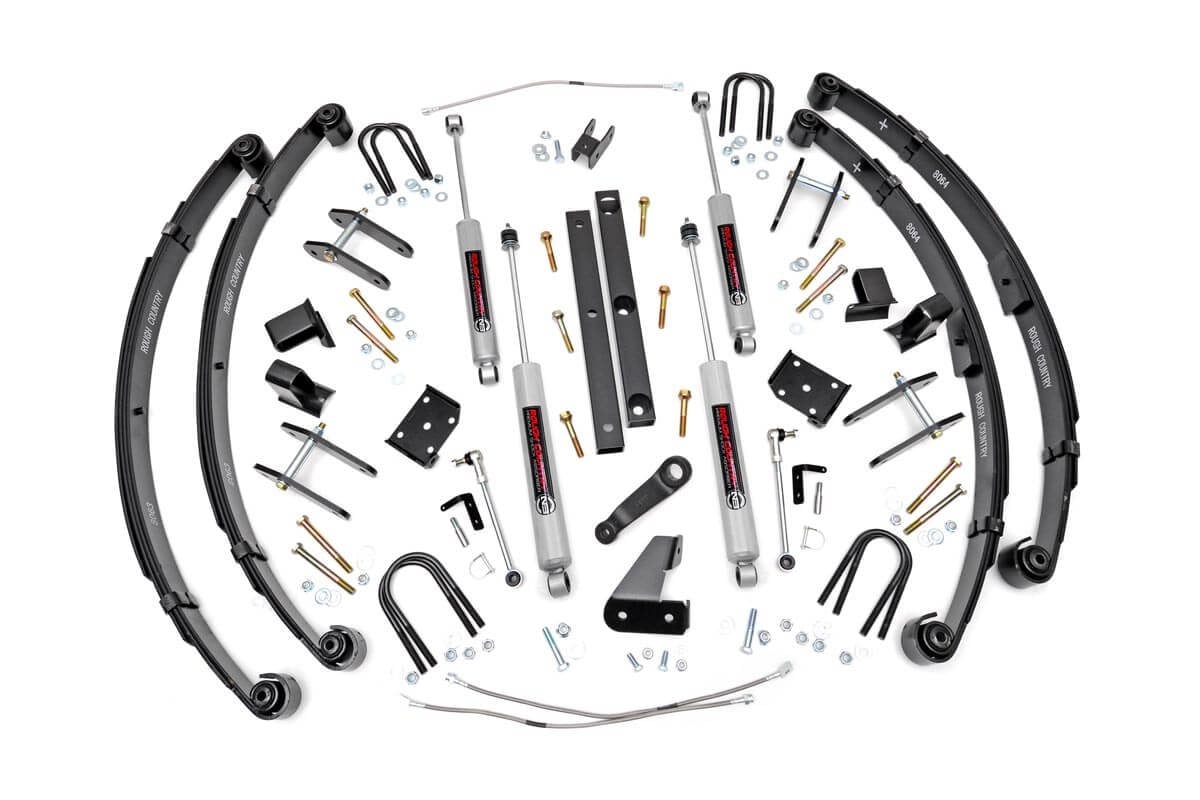 Jeep Wrangler Suspension Lift Kit - Rough Country - 4.5 Inch, X-Series, Military Wrap Leaf Spring - '87-'95